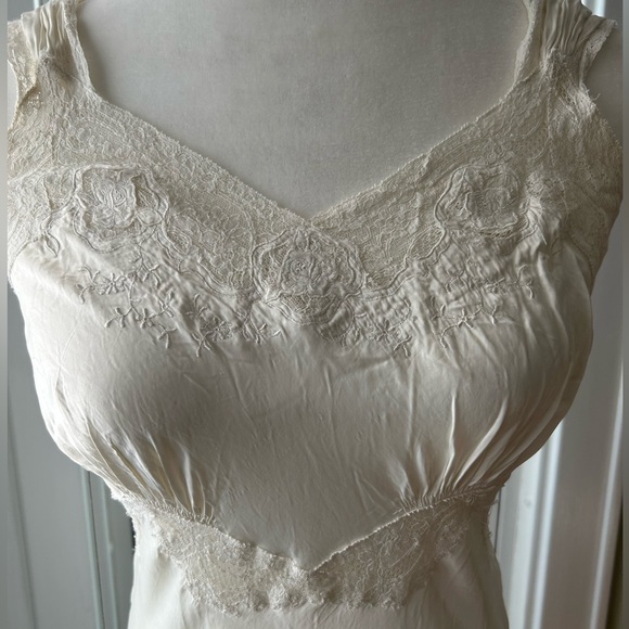 Vintage Nightgown Cream Lace Trim Maxi Sheer Neglige Lingerie Wedding Night 50’s - Picture 2 of 10